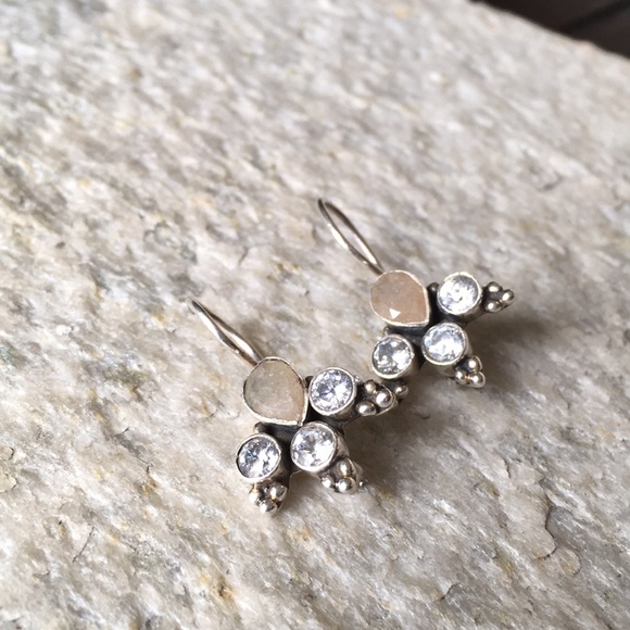 Vintage Sterling Silver Gemstone Earrings - Picture 2 of 4